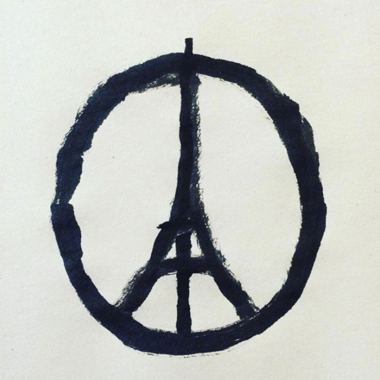 Paris attacks symbol, Eiffel Tower in a black circle