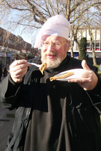 Canon Tony Macpherson sampling a pancake