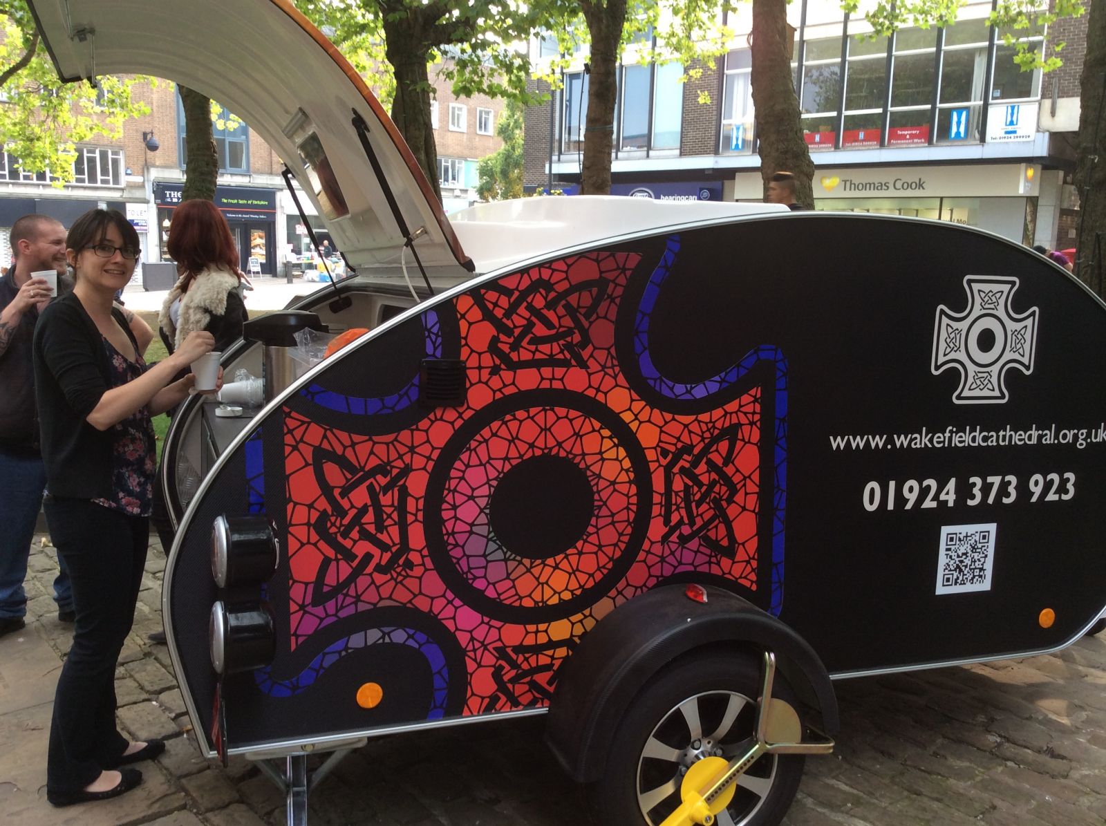 Community Missioner, Heidi Smith makes good use of Pop Up Cathedral to serve young people who hang around outside  Wakefield Cathedral's steps