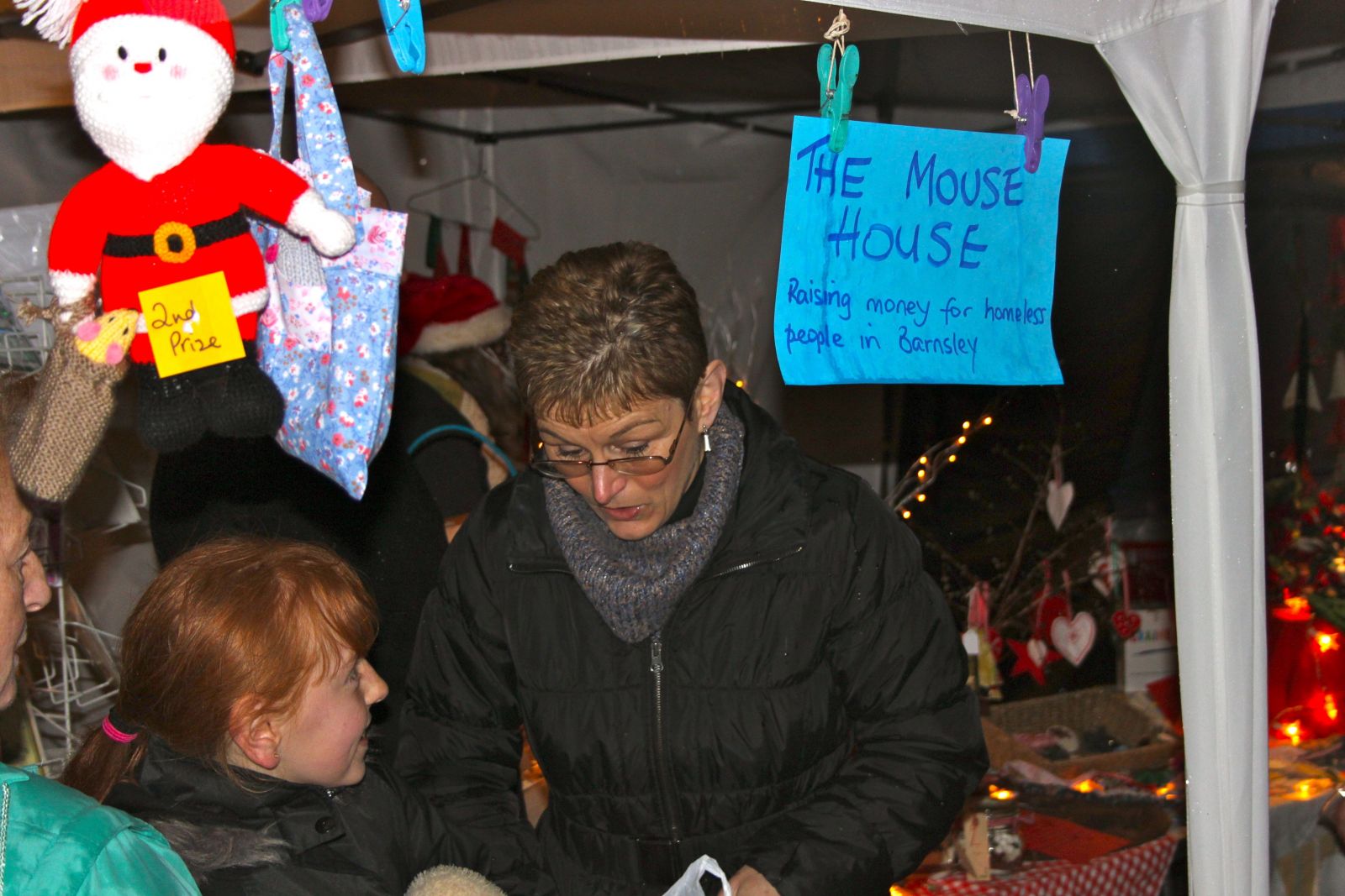 Vicar of Silkstone, Revd Maureen Browell at the Mouse House where scores of knitted mice were sold to help boost the Deanery's crisis pot of money to help the homeless and vulnerable of the town