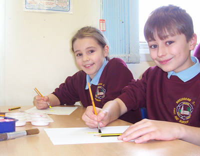 Susie and Joe, ppoised to paint their posters for Think Chocolate