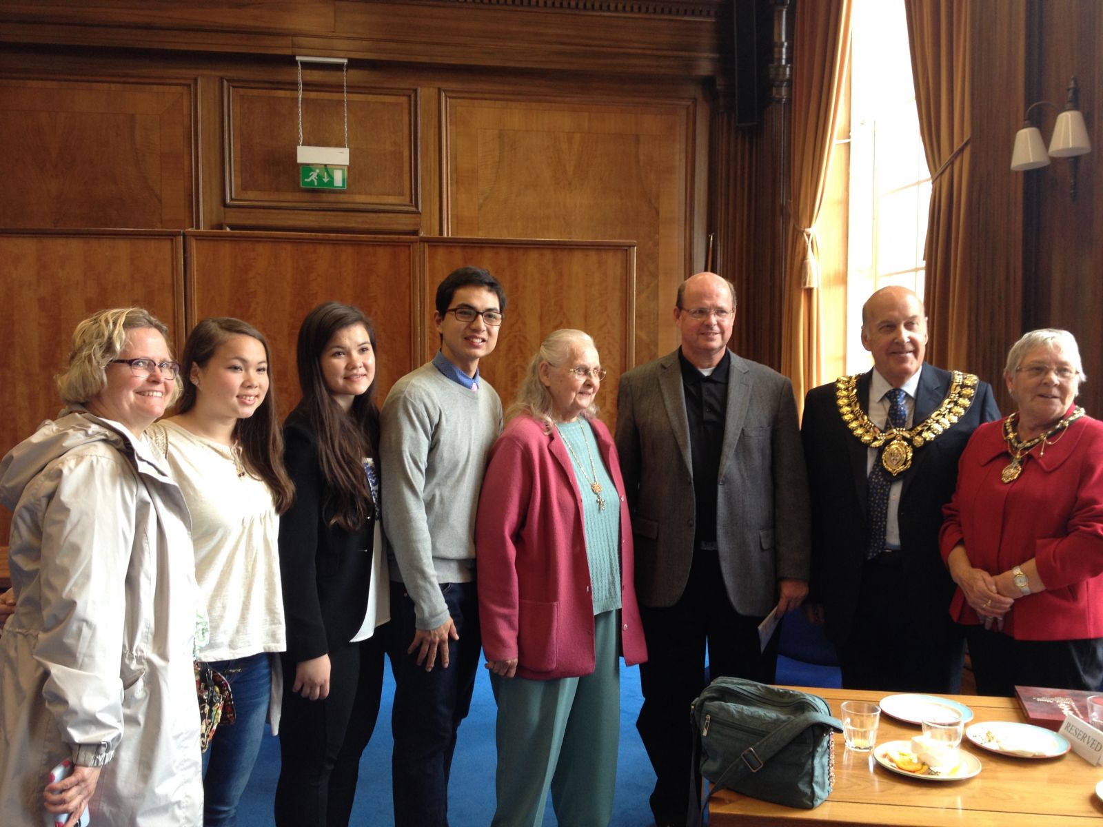 Hudson Taylor and his family group of nine welcomed by the Mayor of Barnsley at a Civic Reception