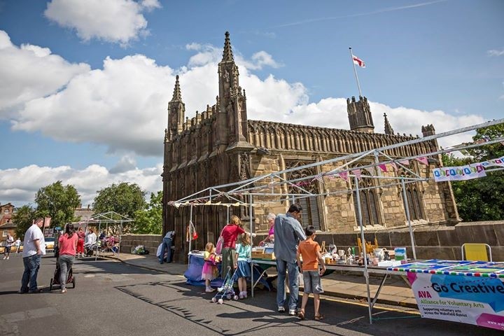 The Chantry Chapel during the Party on the Bridge with the craft market just outside