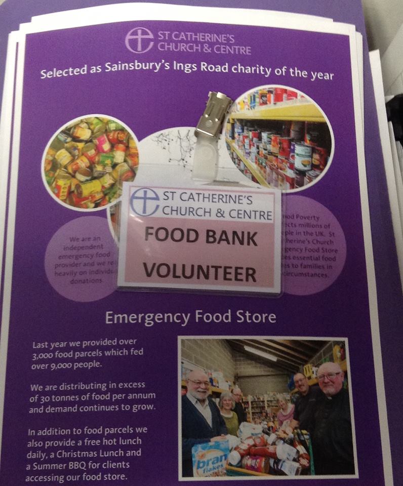 Leaflets naming St Catherine's as Sainsbury's Ings Road charity of the year