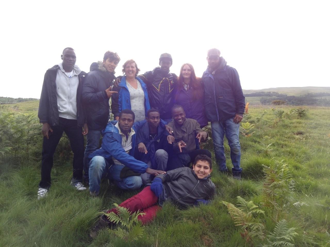 A group of the refugees on their walk in the Dales