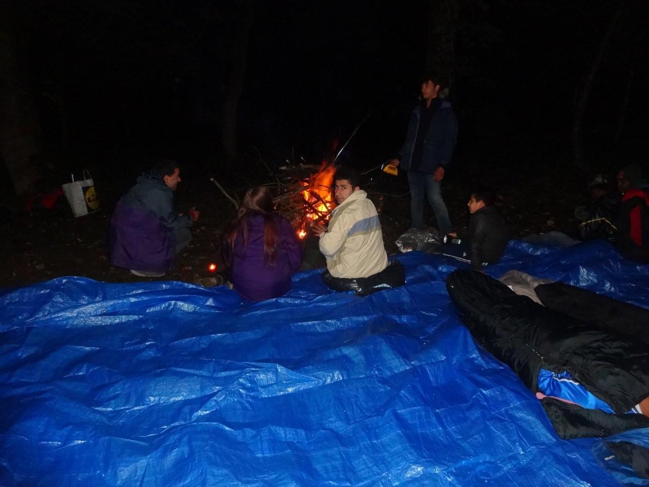 The group sleeping together under the stars