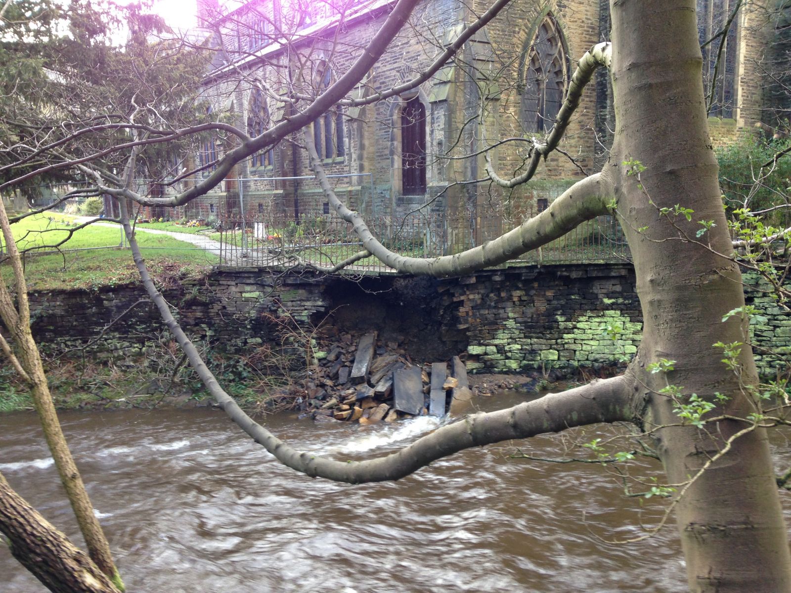 Flood damage at the Church