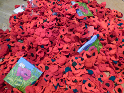 Hundres of poppies donated to Wakefield Cathedral for Remembrance Day