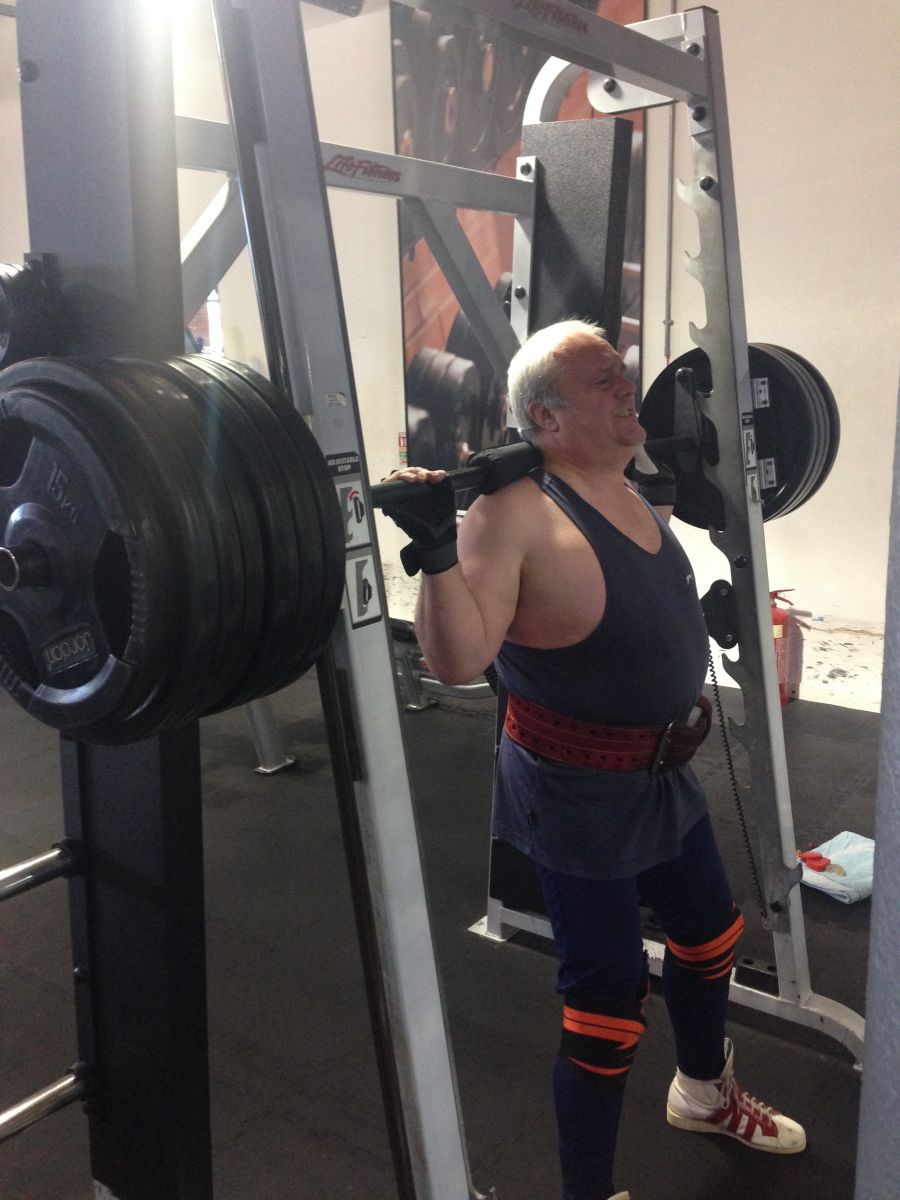 Glenn Stewart lifting weights as part of the challenge