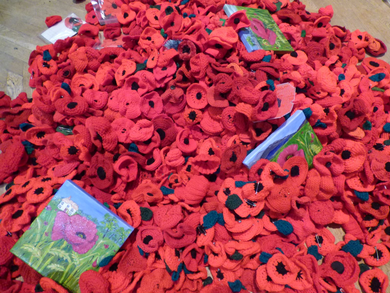 The hand-made poppies used for the blanket on Wakefield Cathedral