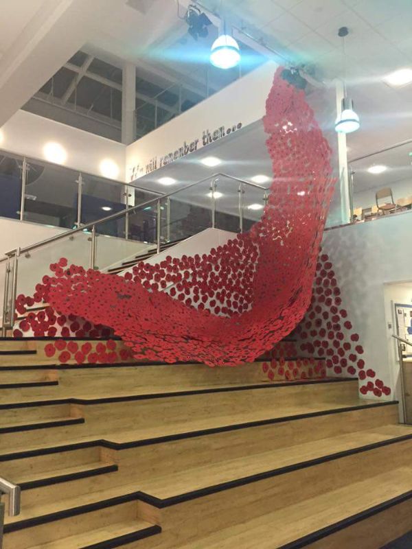 The display of poppies in Headfield Junior School