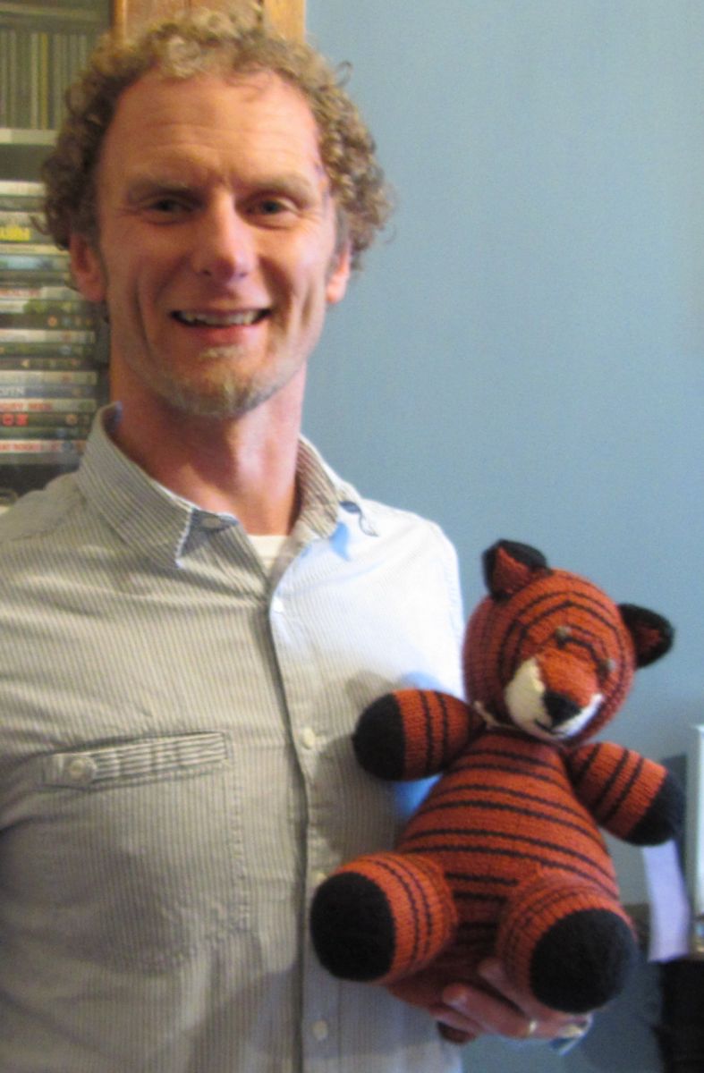 Tubby Tigger is welcomed by Clint, one of the Project Paddington co-ordinators in Sheffield