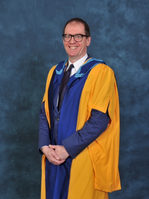 Dr Whittaker at the ceremony in his robes