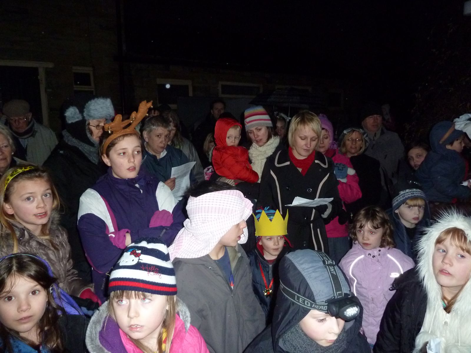 Everyone gathered for the outdoor nativity