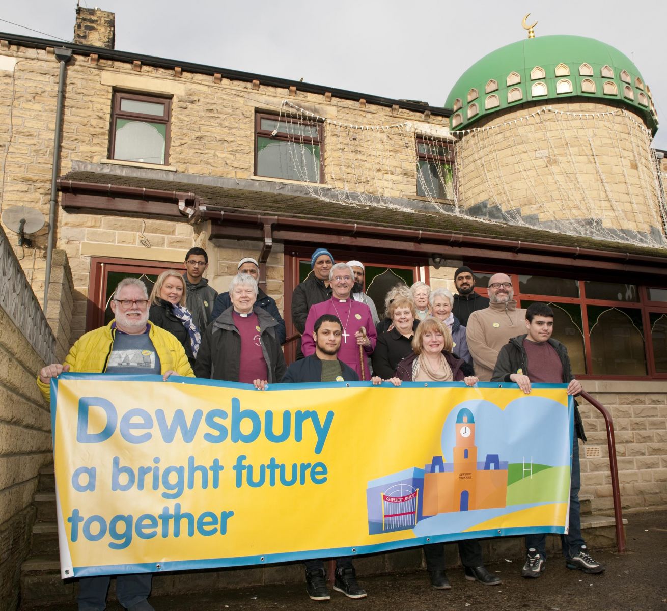 The group outside the mosque