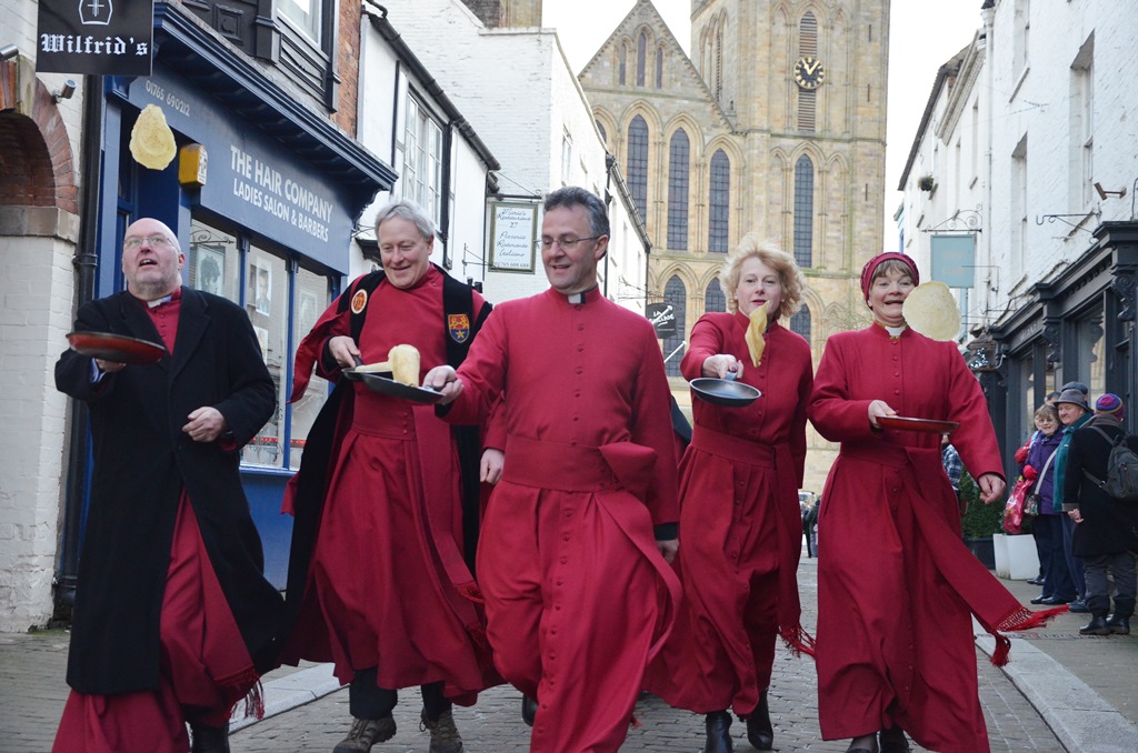 Pancake racing at Ripon