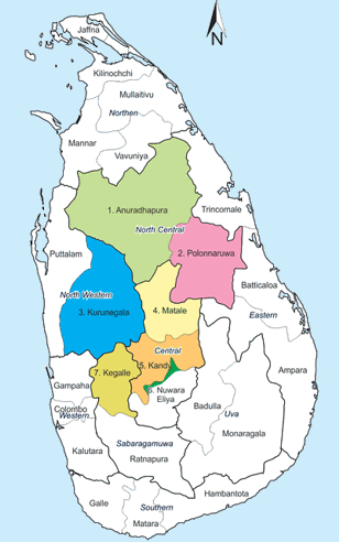 Diocesan map of Sri Lanka